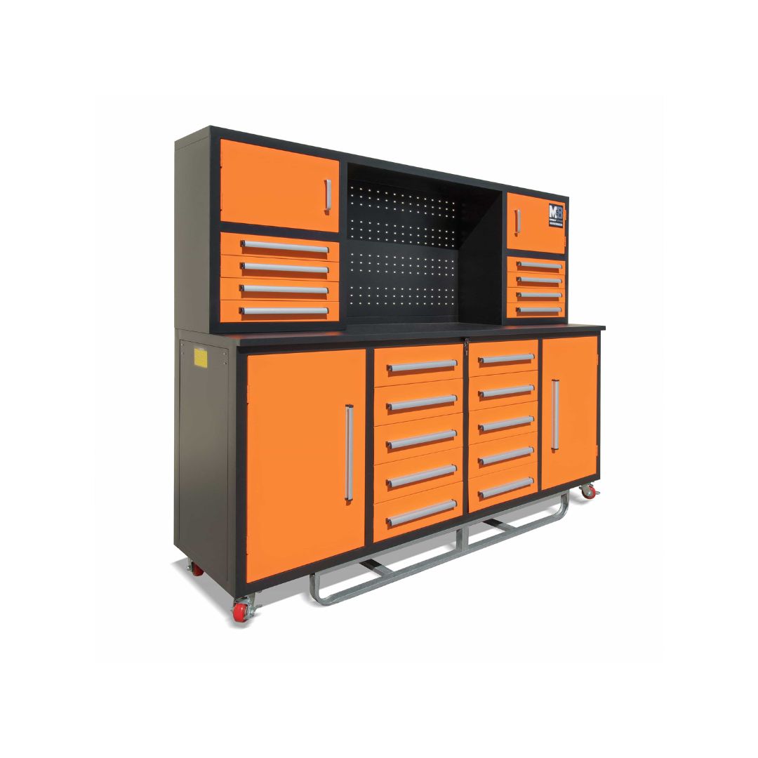 M&B | 7&rsquo; Workbench Cabinet with 18 Drawers - Container Services Pty Ltd
